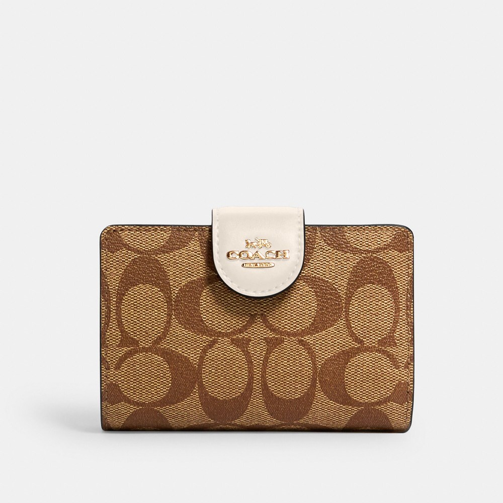 NWT Coach Outlet Medium Corner Zip Wallet In Signature Canvas - Picture 1 of 3